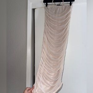 Pretty Little Thing Elegant Cream Ruched Spaghetti Strap Dress